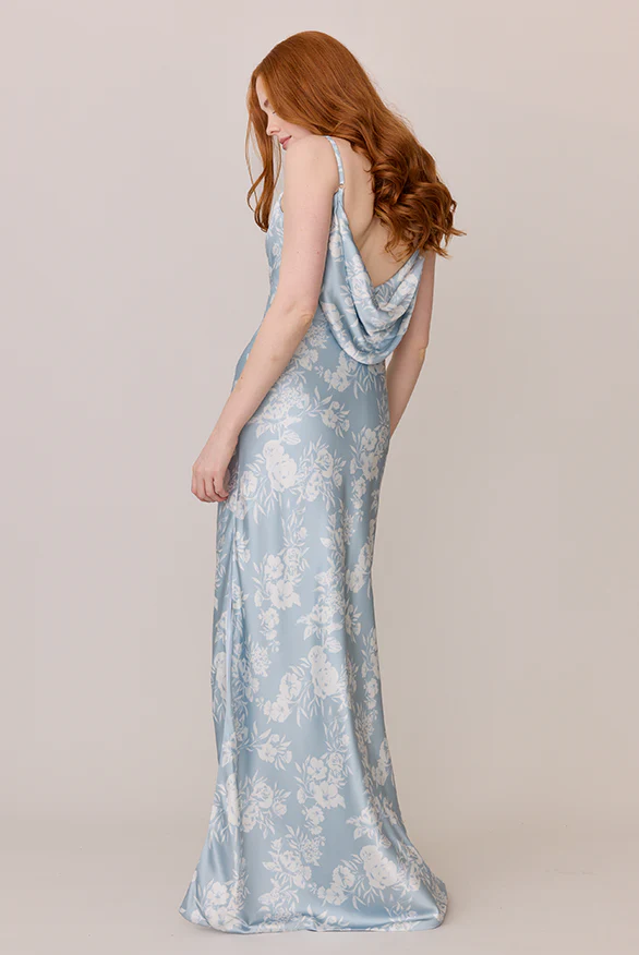 Nadia Satin Floral Print Dress | Made To Order - Image 45