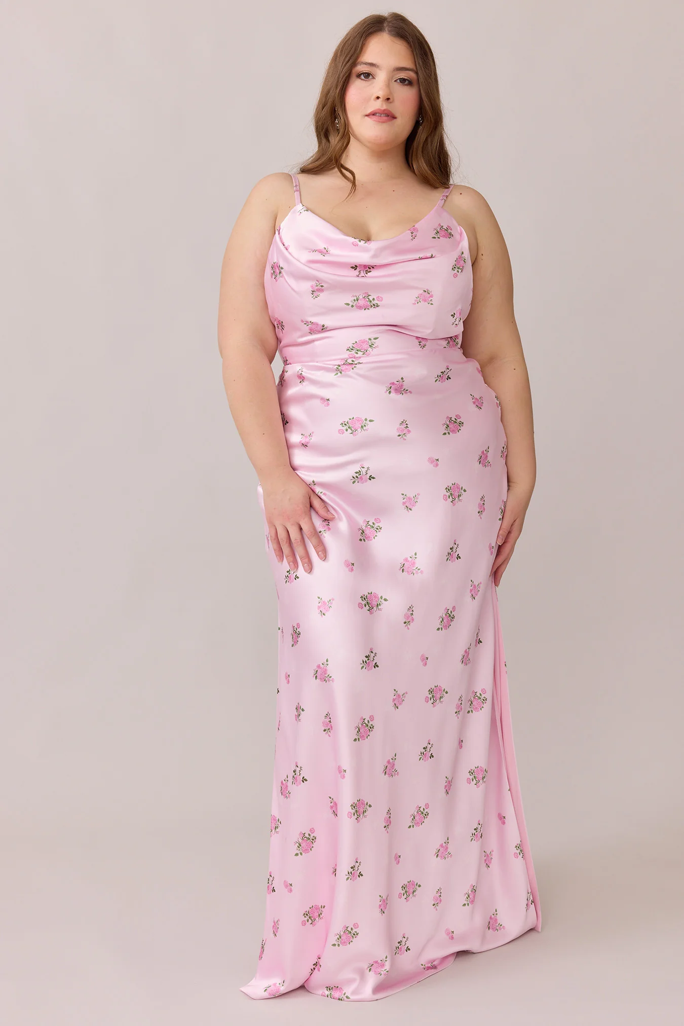 Nadia Satin Floral Print Dress | Made To Order - Image 46
