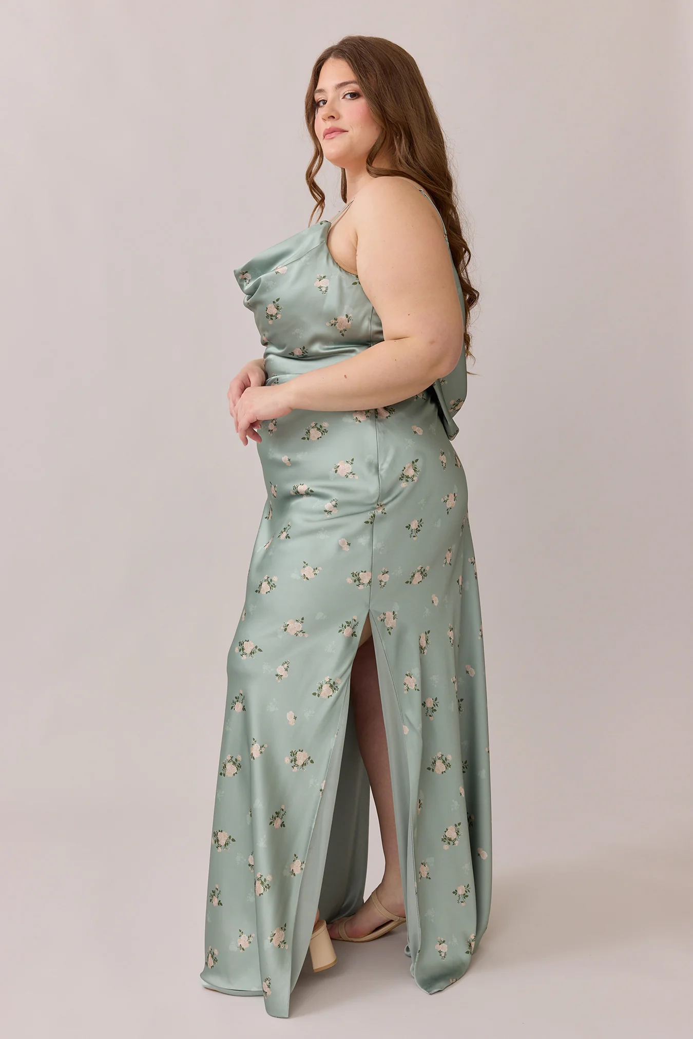 Nadia Satin Floral Print Dress | Made To Order - Image 51