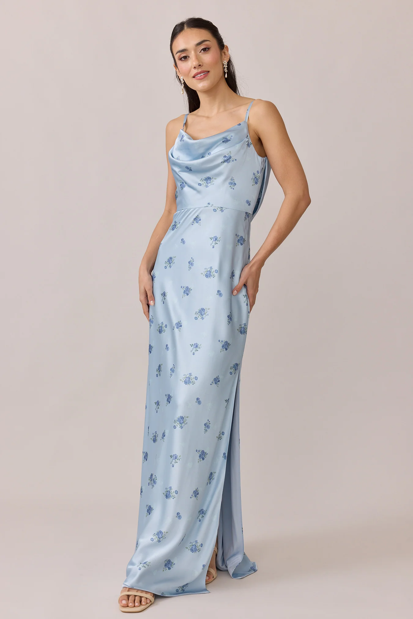 Nadia Satin Floral Print Dress | Made To Order - Image 53