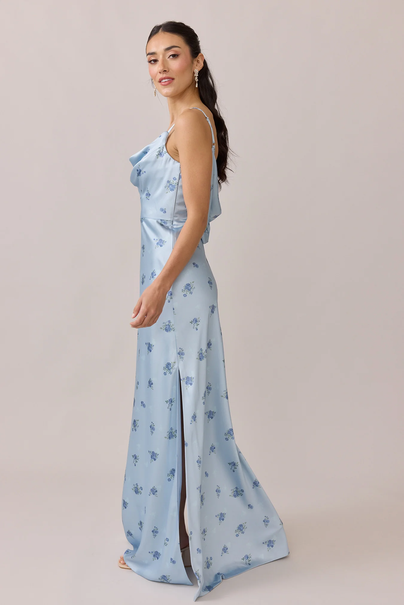 Nadia Satin Floral Print Dress | Made To Order - Image 54