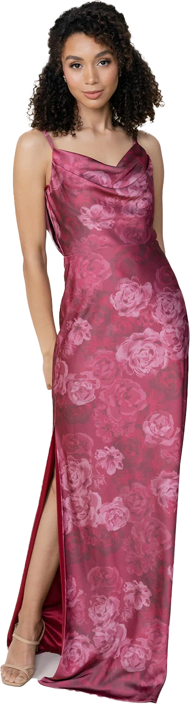Nadia Satin Floral Print Dress | Made To Order - Image 56
