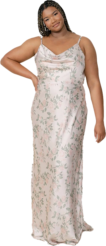 Nadia Satin Floral Print Dress | Made To Order - Image 65
