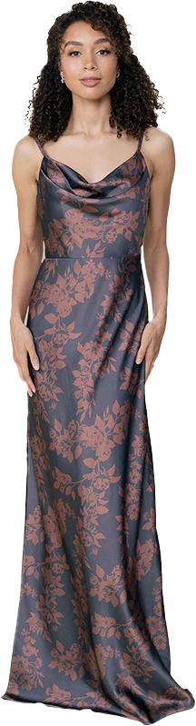 Nadia Satin Floral Print Dress | Made To Order - Image 70