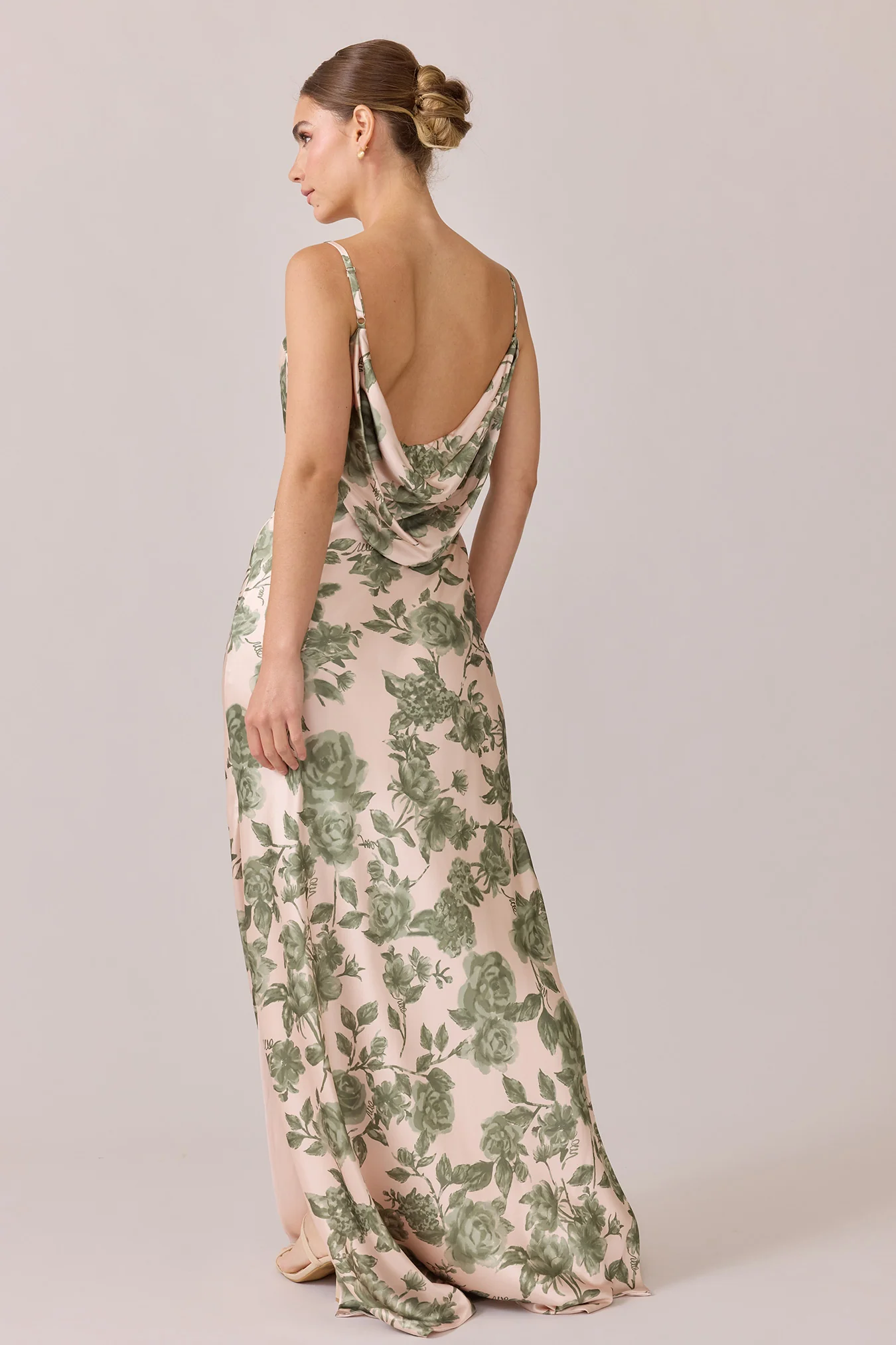 Nadia Satin Floral Print Dress | Made To Order - Image 83