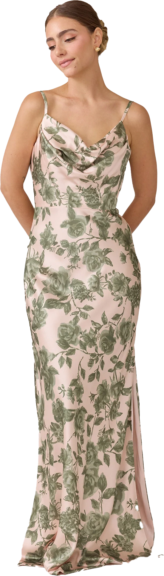 Nadia Satin Floral Print Dress | Made To Order - Image 84