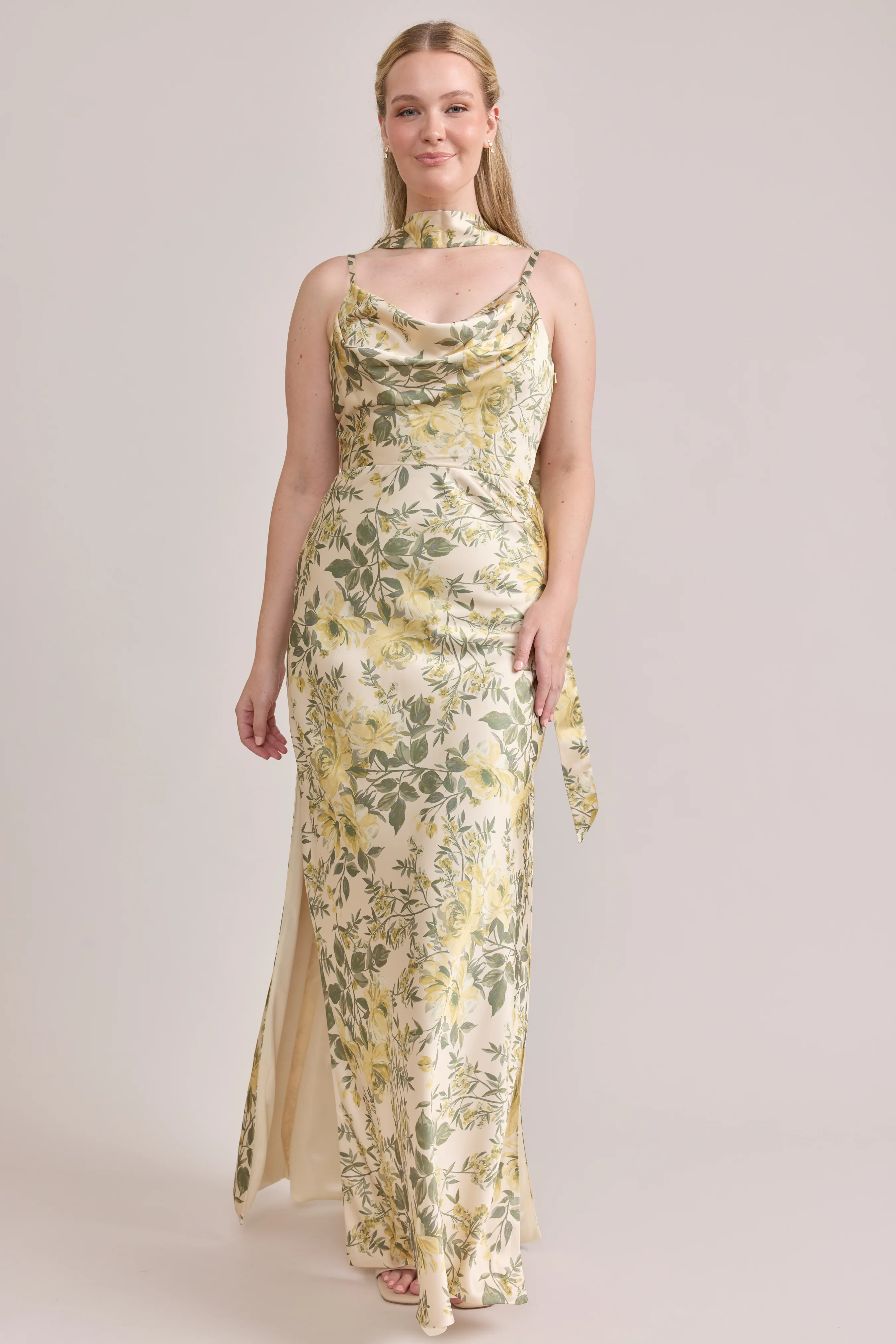 Nadia Satin Floral Print Dress | Made To Order - Image 88