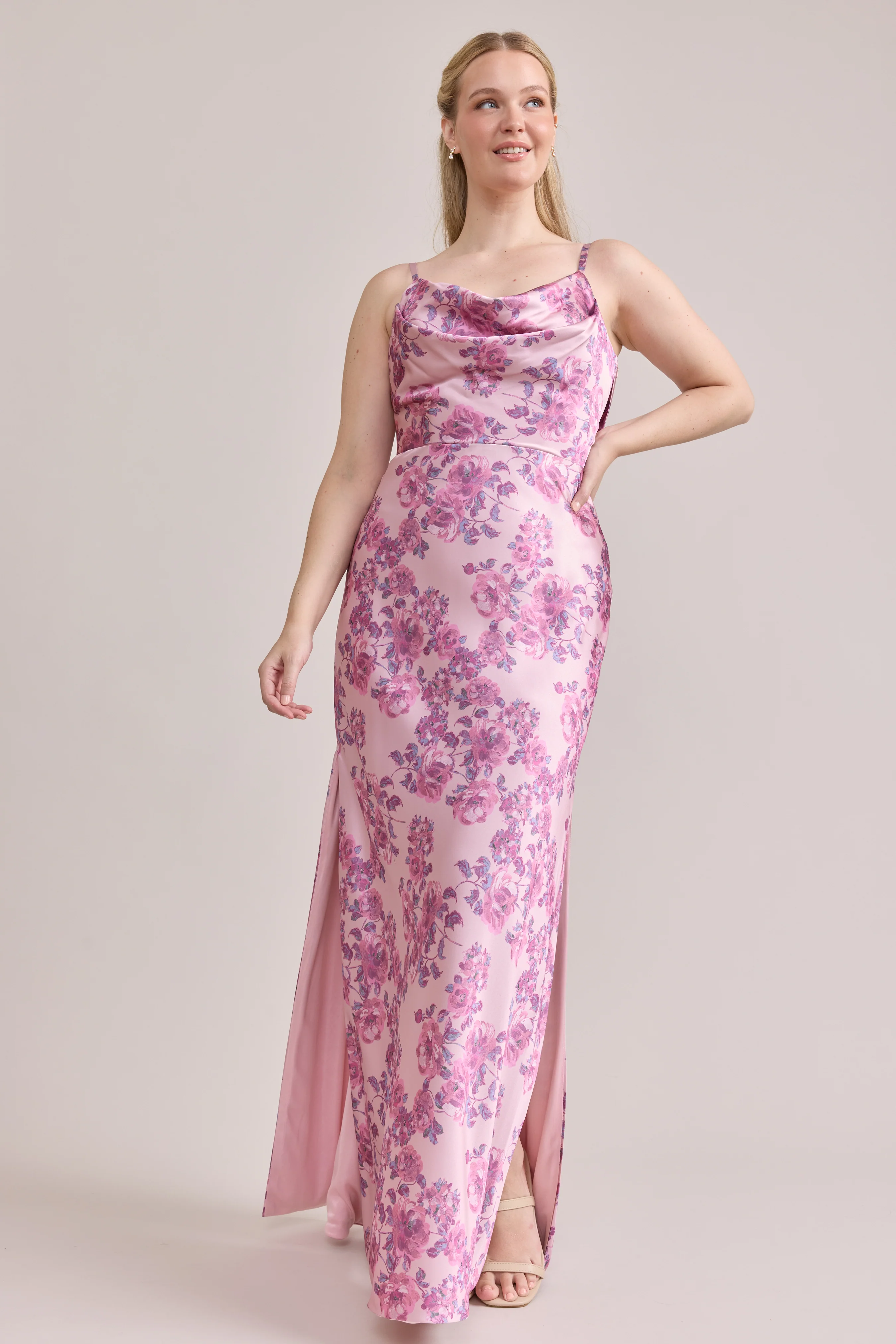 Nadia Satin Floral Print Dress | Made To Order - Image 92