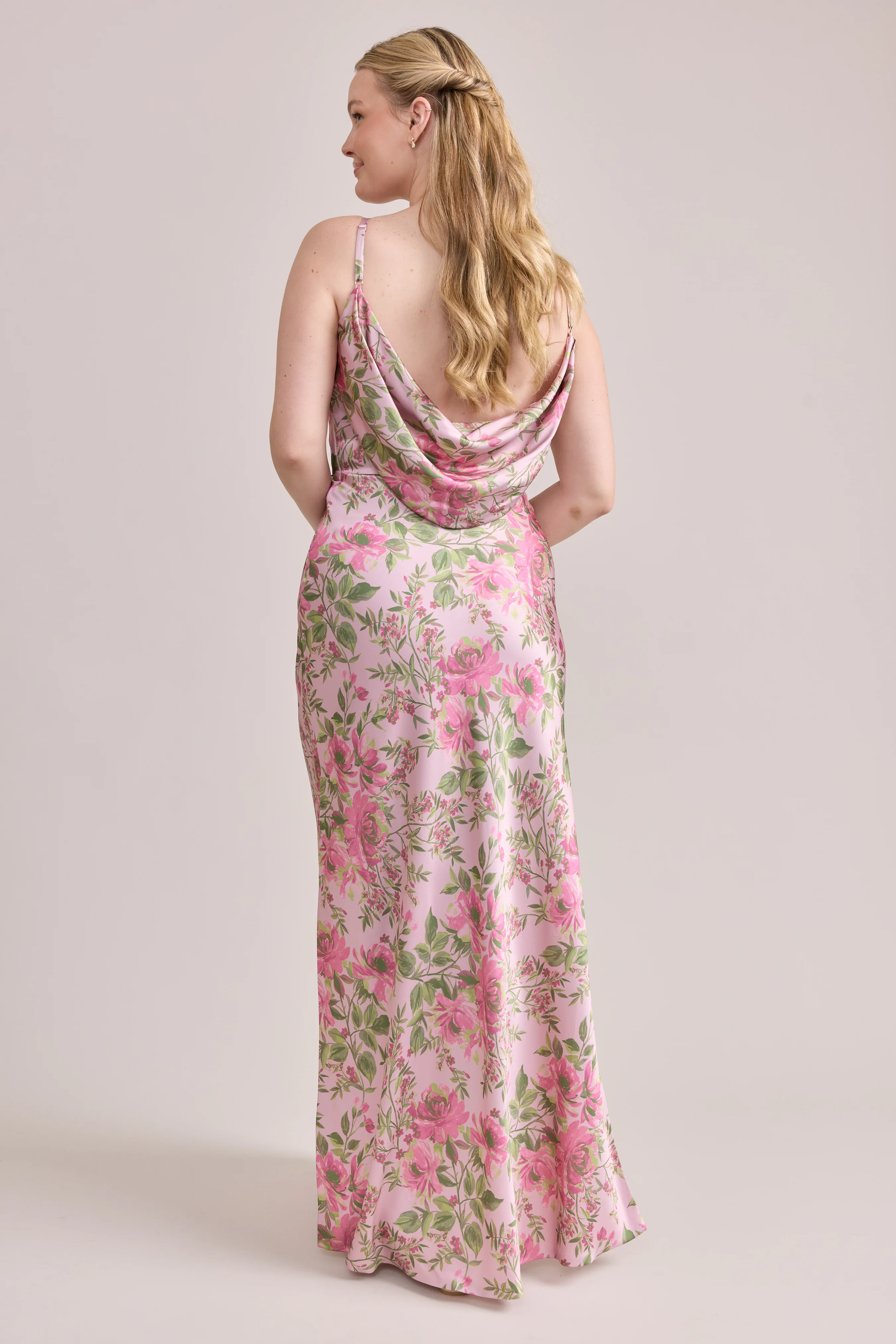 Nadia Satin Floral Print Dress | Made To Order - Image 95