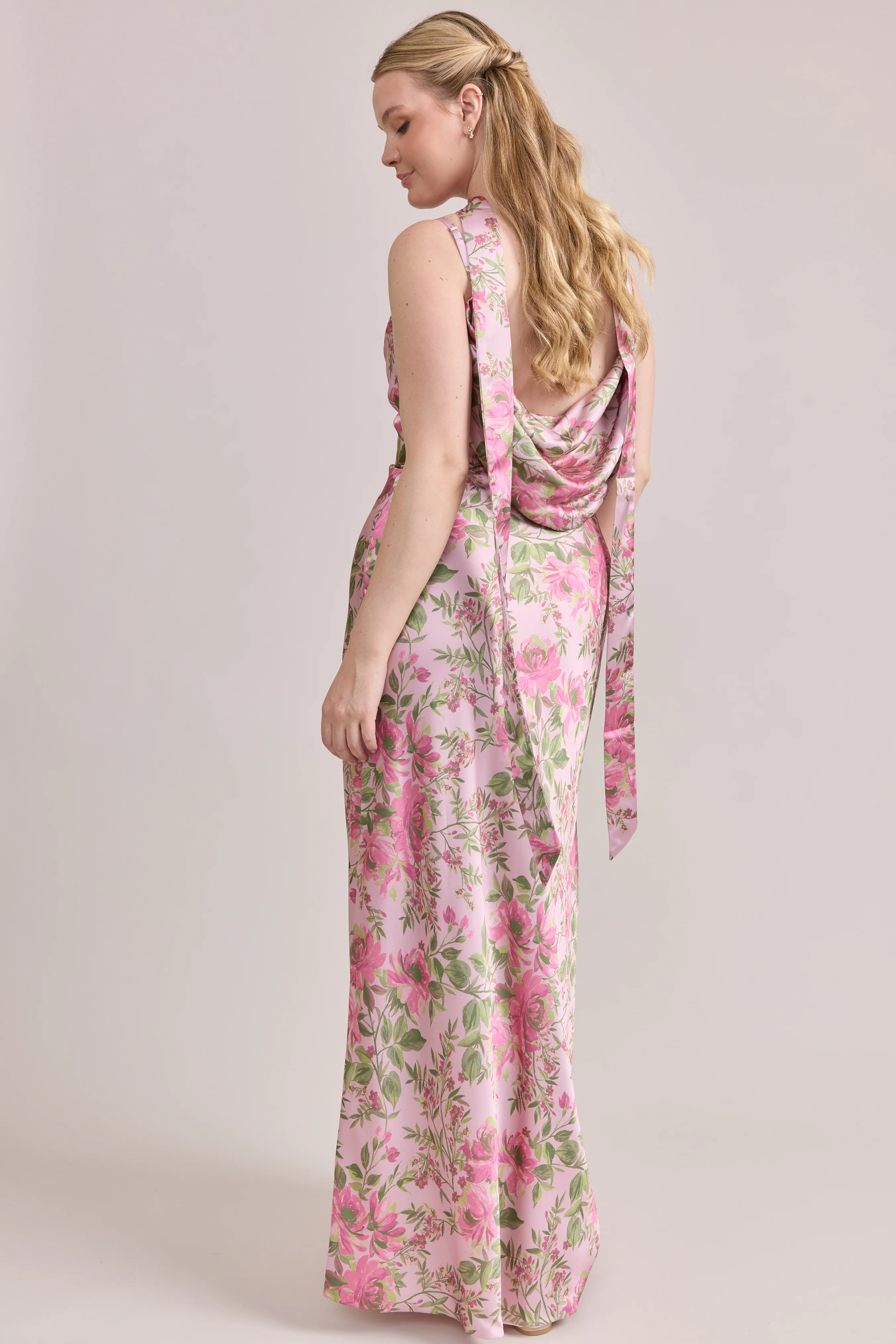 Nadia Satin Floral Print Dress | Made To Order - Image 96