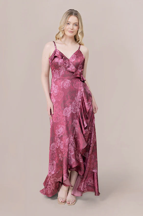 Paloma Satin Floral Print Dress | Made To Order