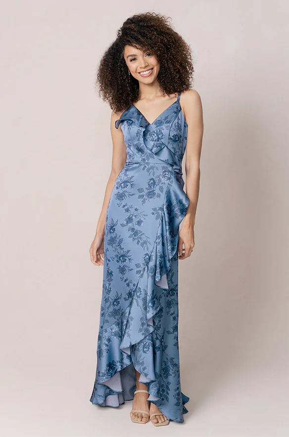 Paloma Satin Floral Print Dress | Made To Order - Image 12