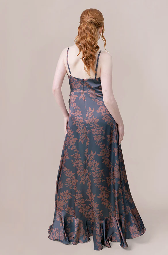 Paloma Satin Floral Print Dress | Made To Order - Image 16