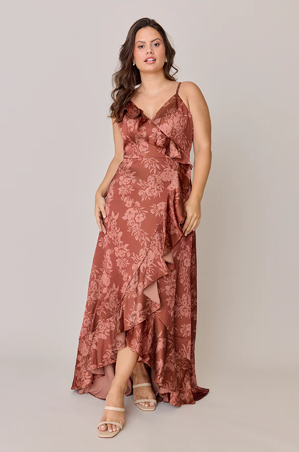 Paloma Satin Floral Print Dress | Made To Order - Image 26