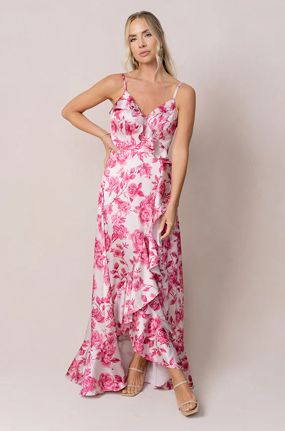 Paloma Satin Floral Print Dress | Made To Order - Image 3