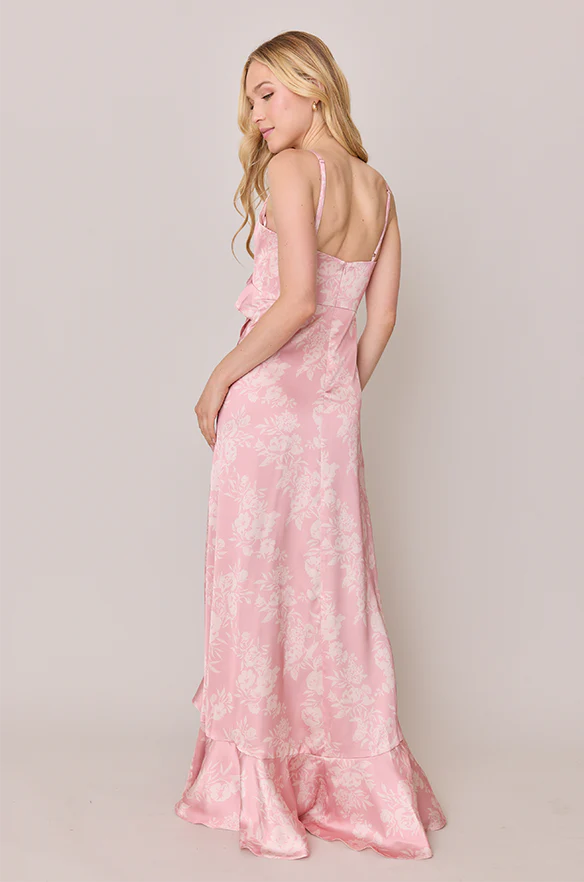 Paloma Satin Floral Print Dress | Made To Order - Image 30