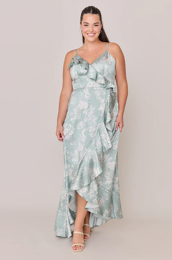 Paloma Satin Floral Print Dress | Made To Order - Image 33