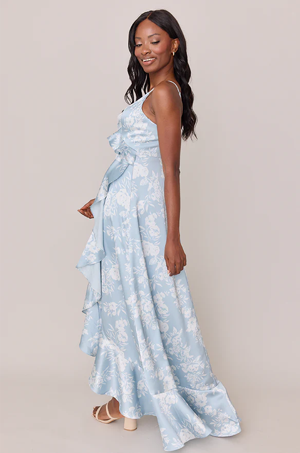 Paloma Satin Floral Print Dress | Made To Order - Image 34