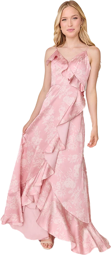 Paloma Satin Floral Print Dress | Made To Order - Image 36