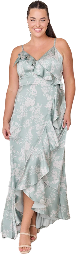 Paloma Satin Floral Print Dress | Made To Order - Image 37