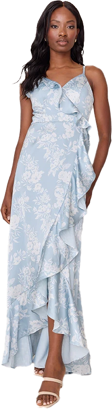 Paloma Satin Floral Print Dress | Made To Order - Image 38
