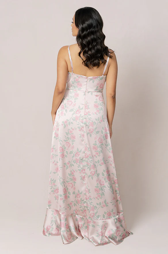 Paloma Satin Floral Print Dress | Made To Order - Image 6