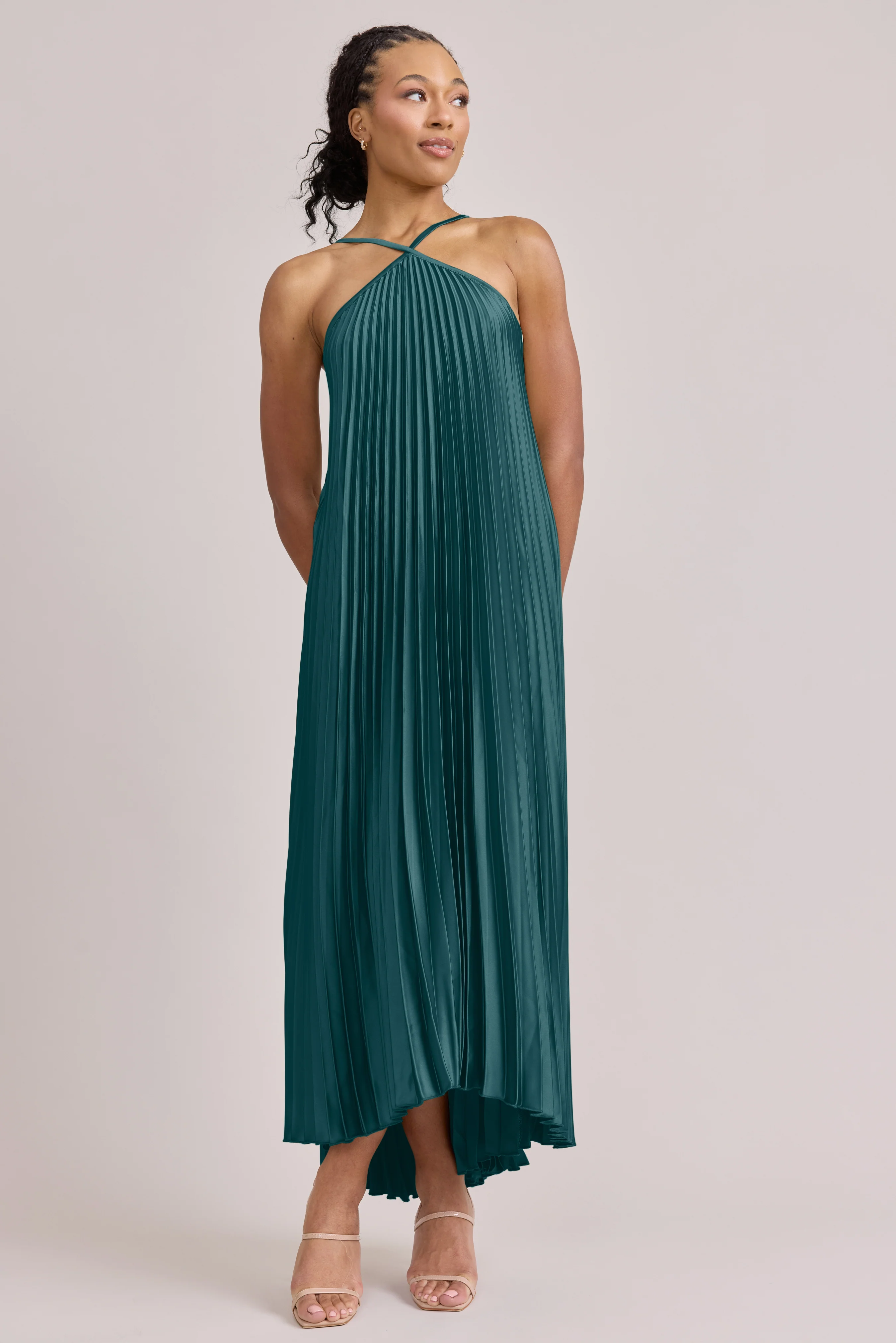 Rayne Satin Pleated Dress | Made To Order - Image 10