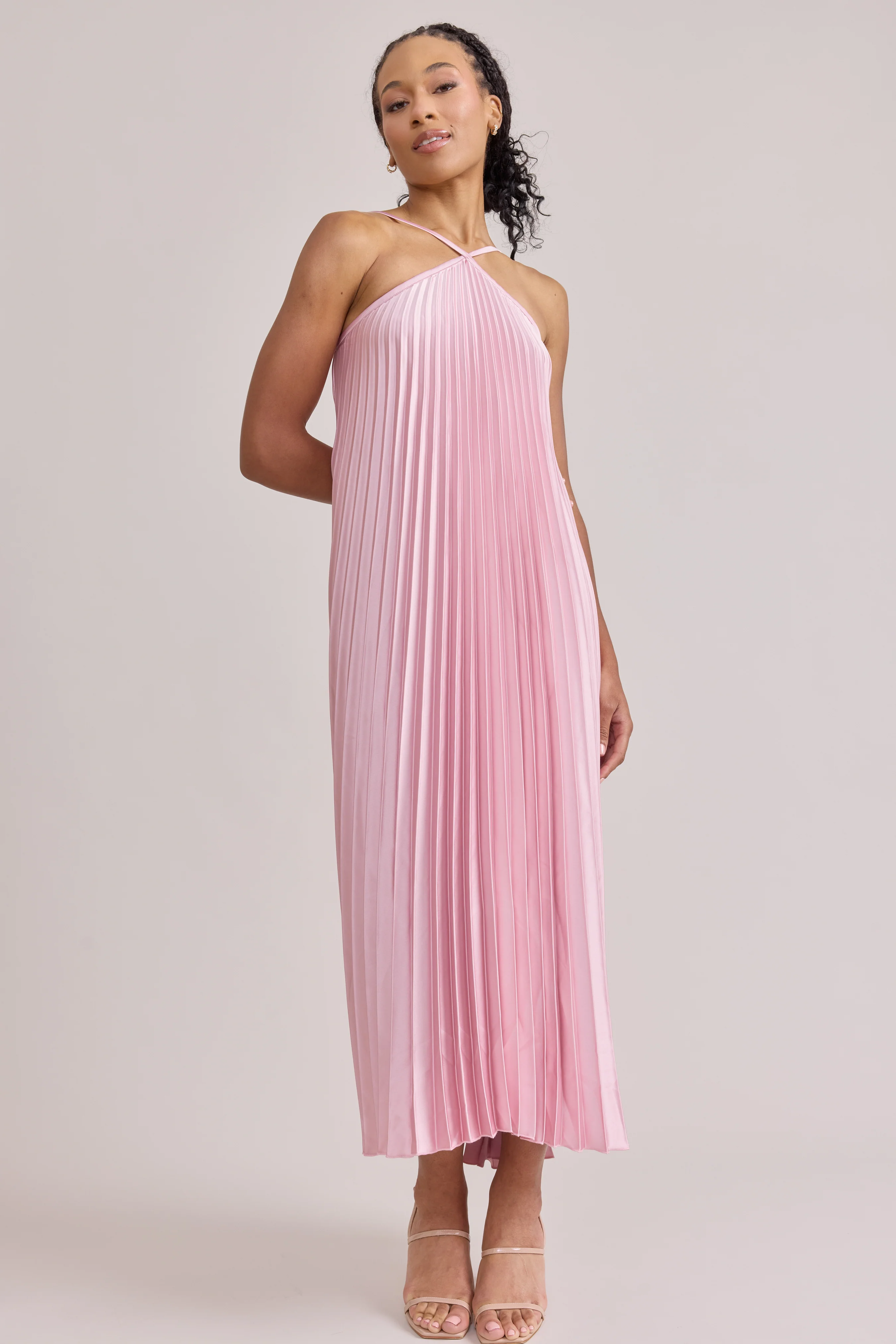 Rayne Satin Pleated Dress | Made To Order - Image 104