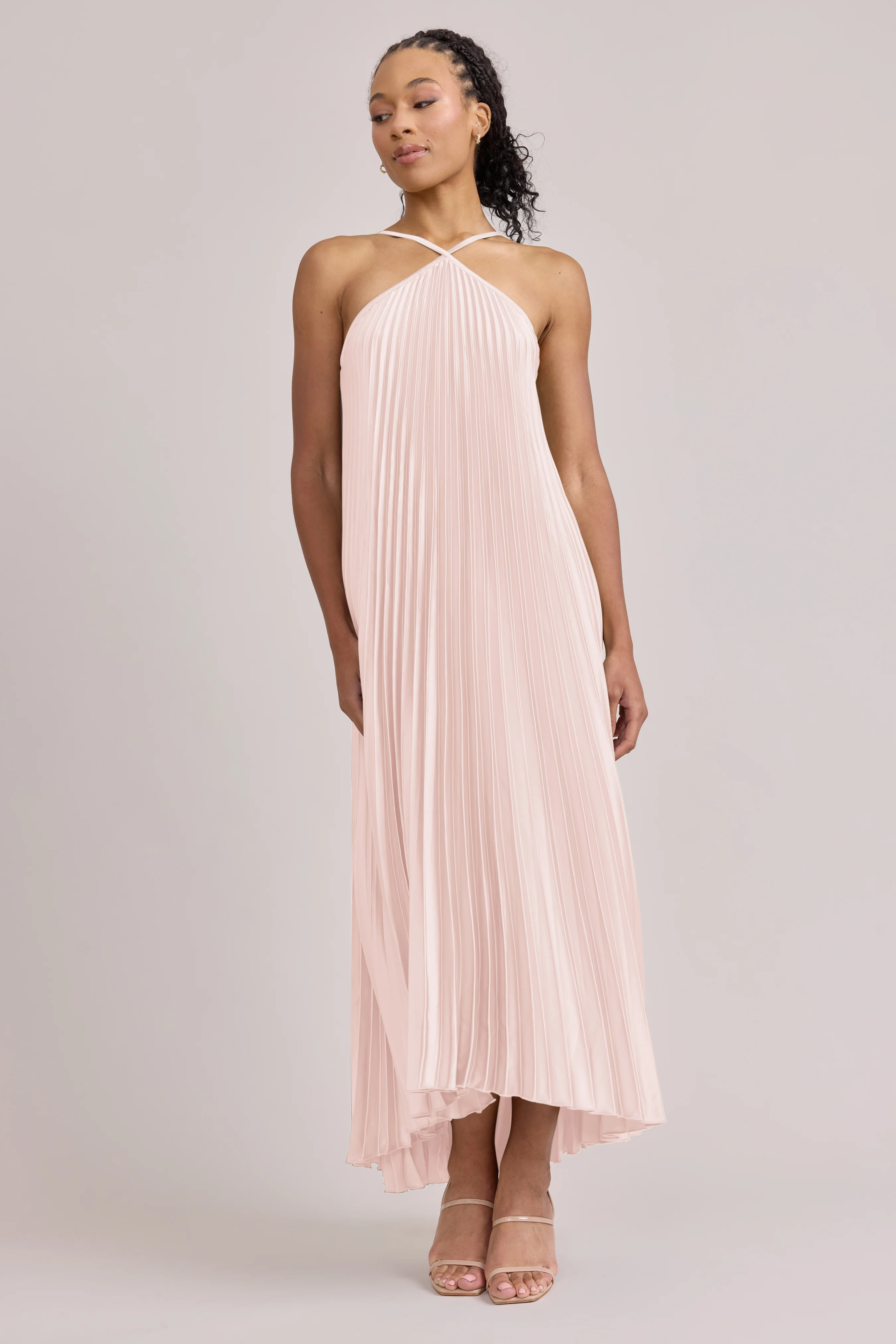 Rayne Satin Pleated Dress | Made To Order - Image 110
