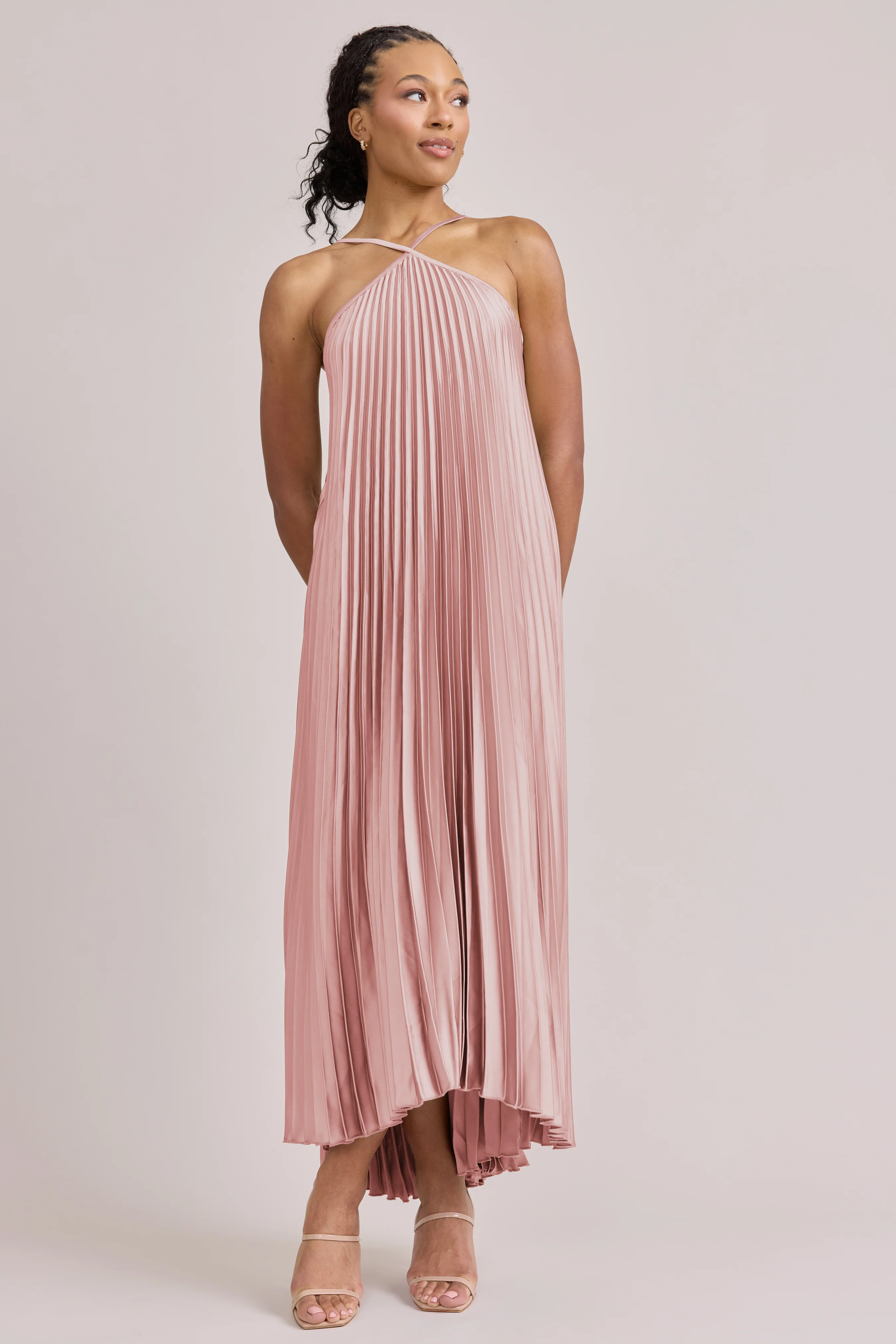 Rayne Satin Pleated Dress | Made To Order - Image 118