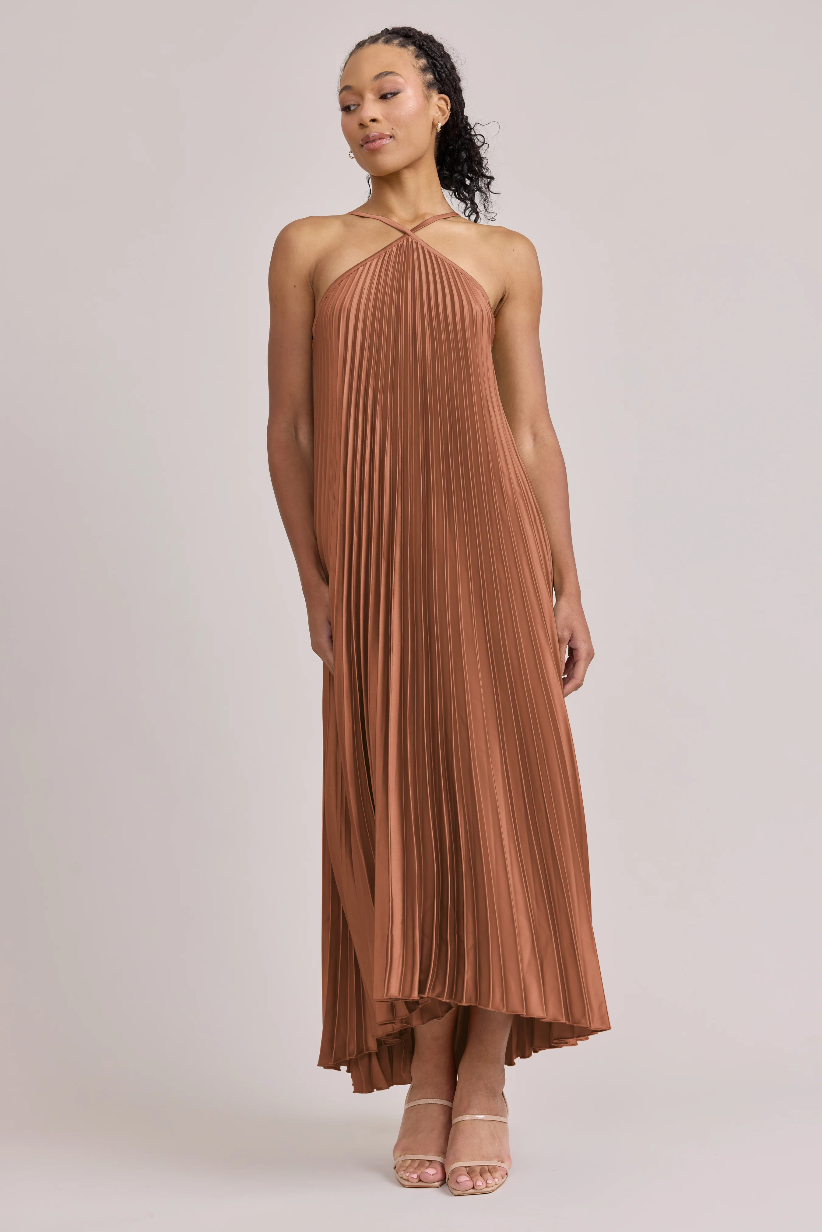 Rayne Satin Pleated Dress | Made To Order - Image 12