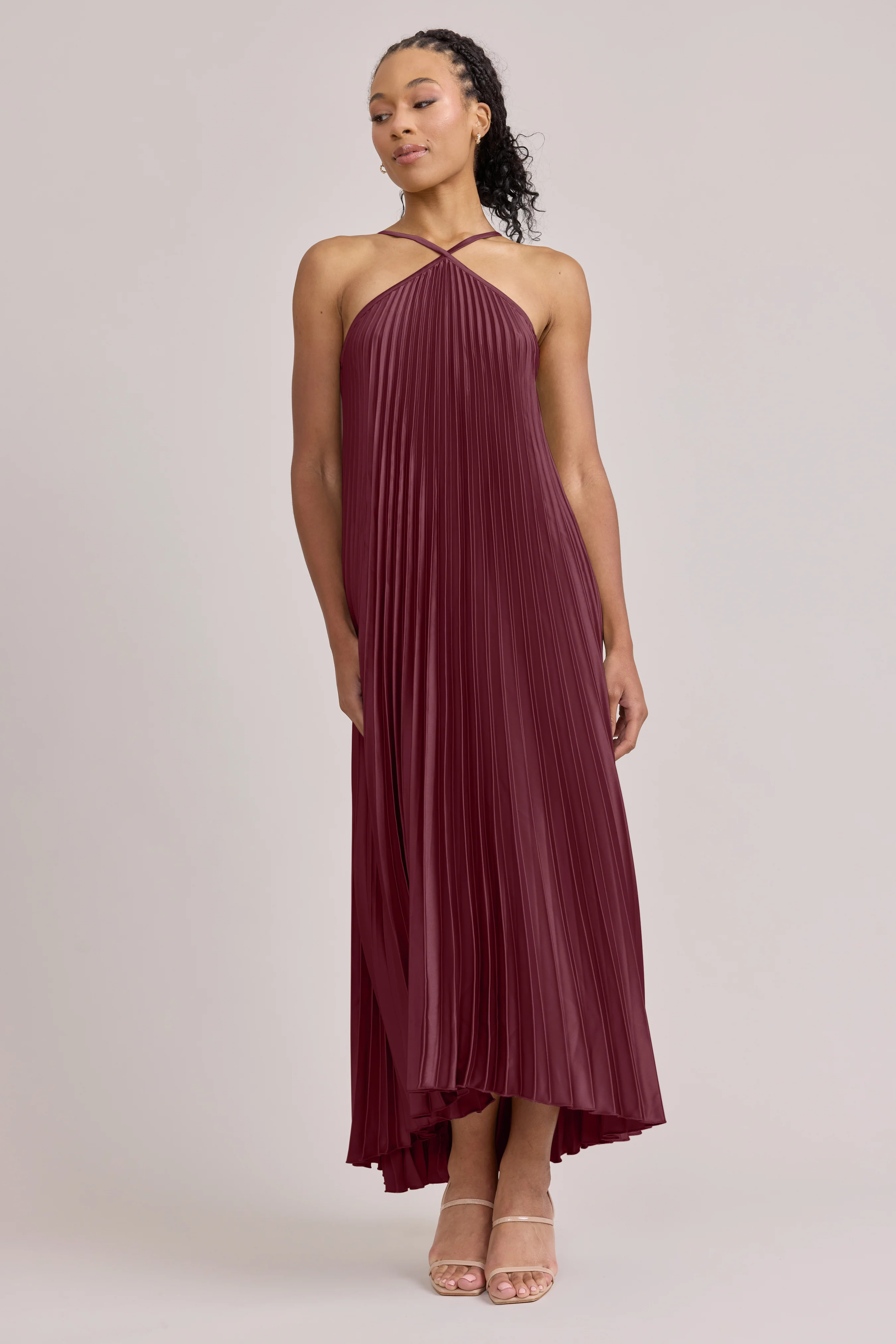 Rayne Satin Pleated Dress | Made To Order - Image 121