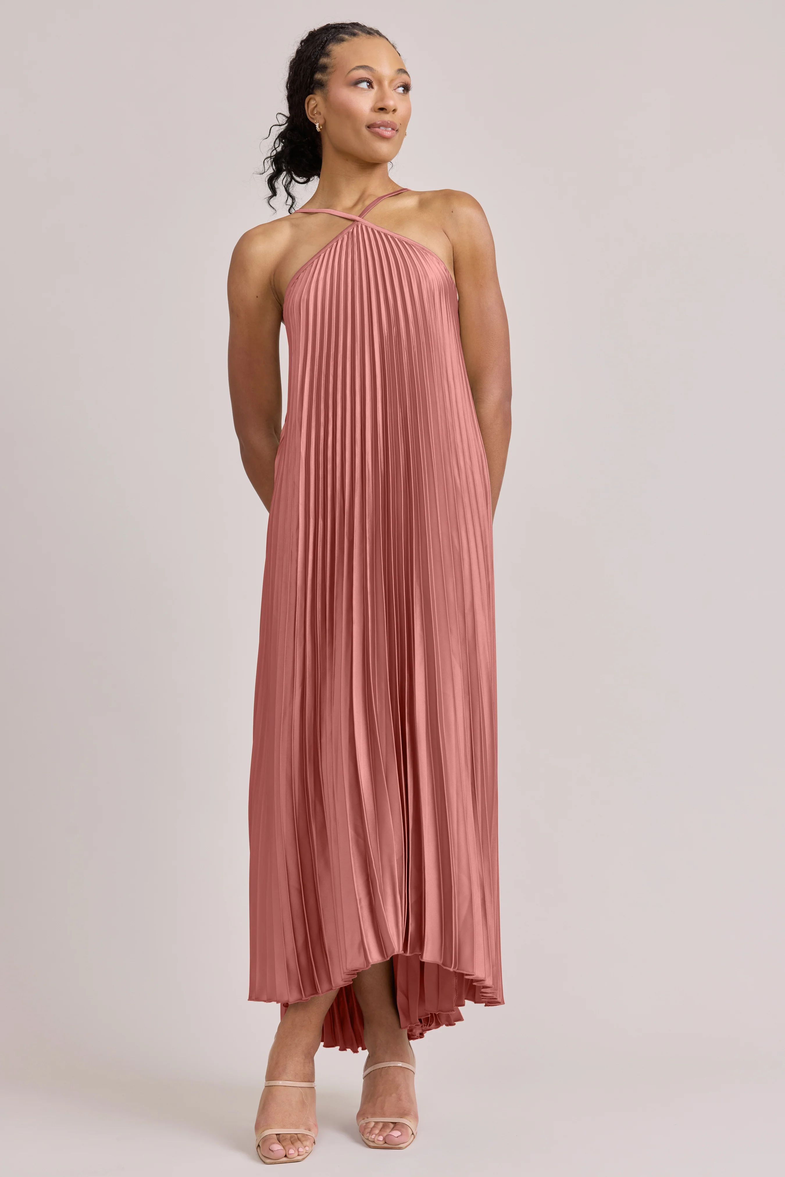 Rayne Satin Pleated Dress | Made To Order - Image 15