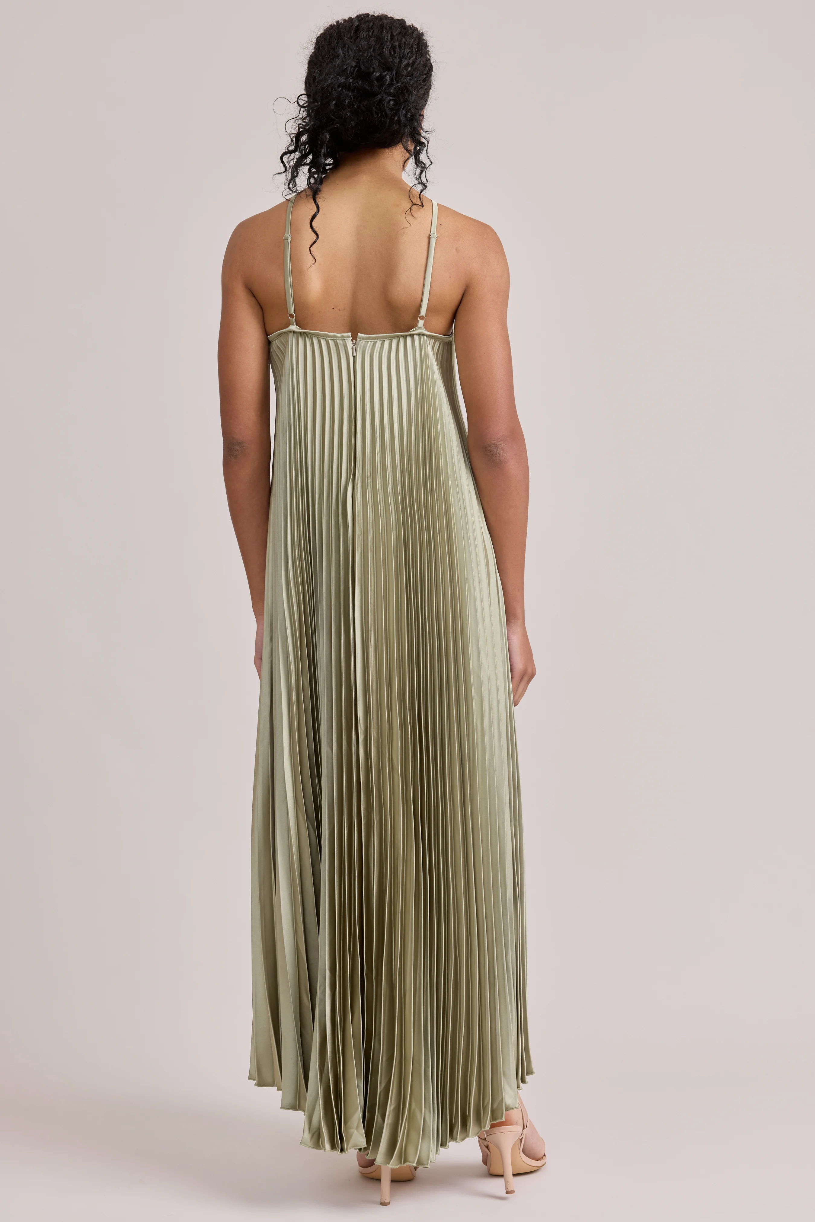 Rayne Satin Pleated Dress | Made To Order - Image 163