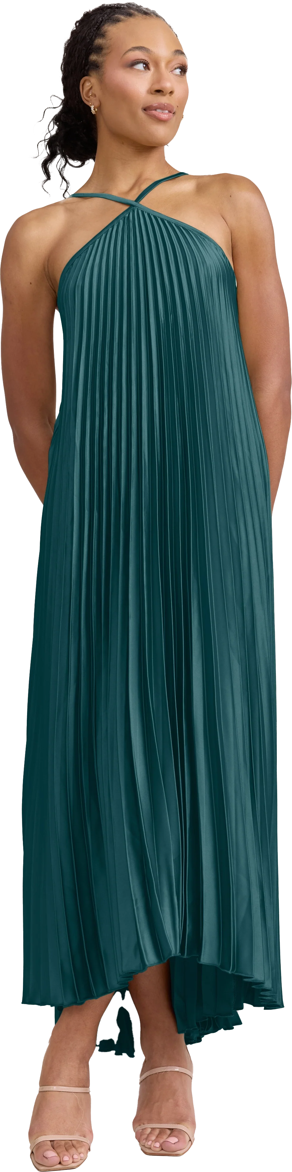 Rayne Satin Pleated Dress | Made To Order - Image 169