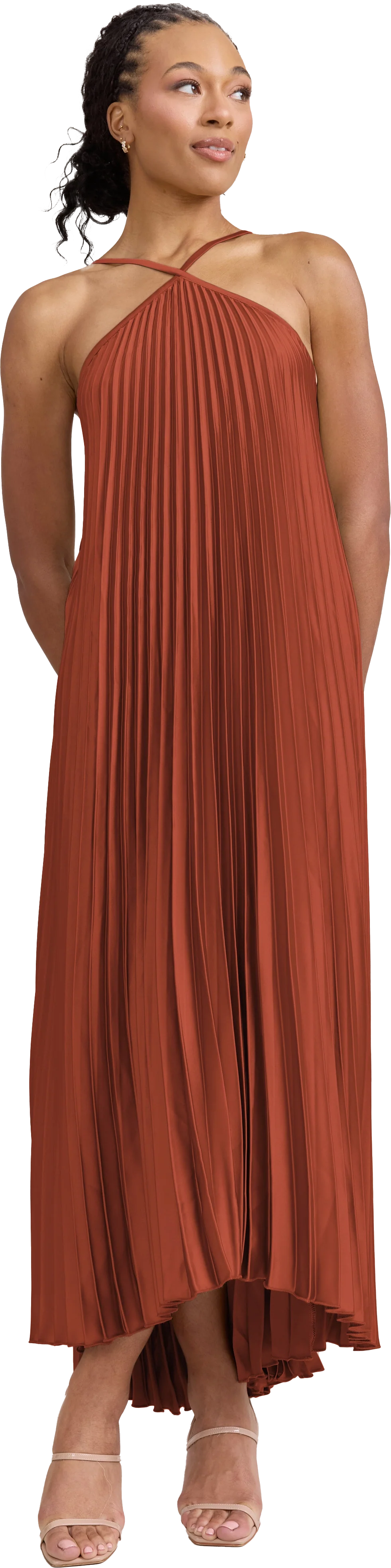 Rayne Satin Pleated Dress | Made To Order - Image 172