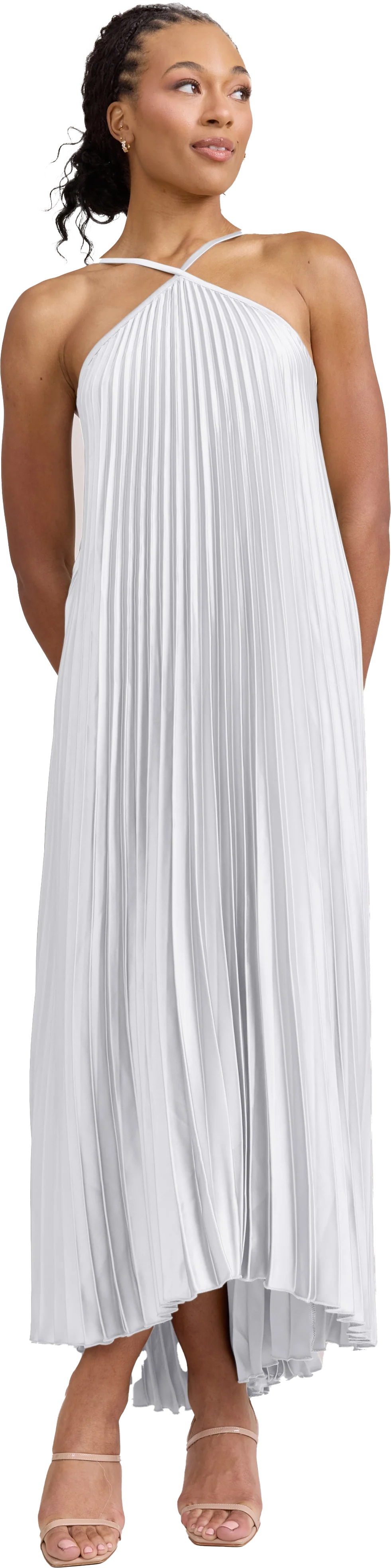 Rayne Satin Pleated Dress | Made To Order - Image 175