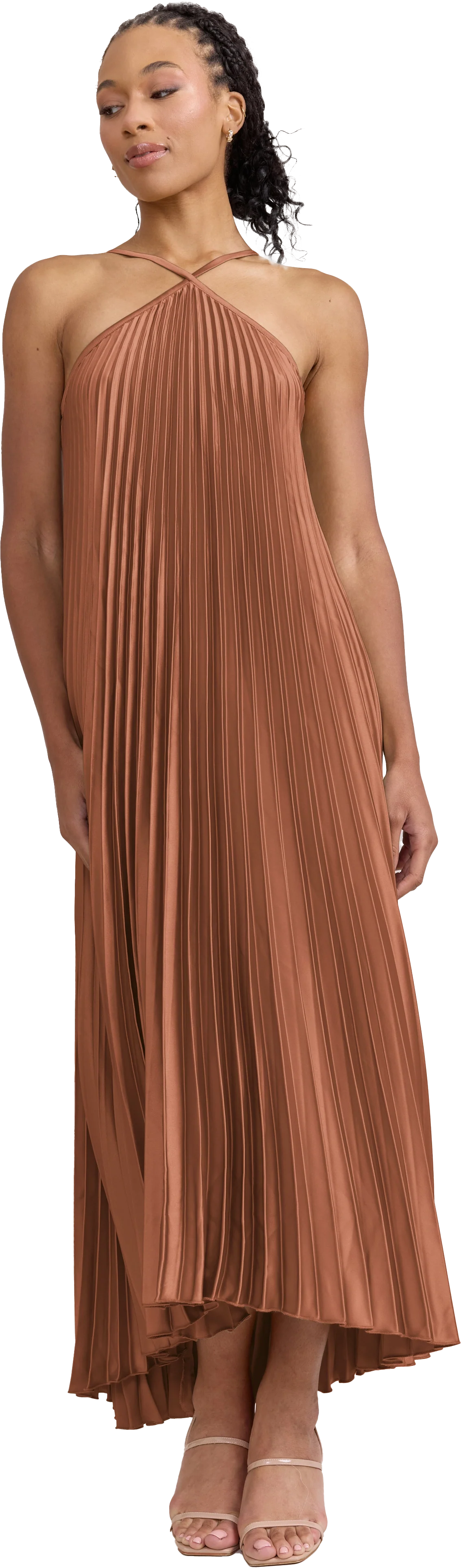 Rayne Satin Pleated Dress | Made To Order - Image 179