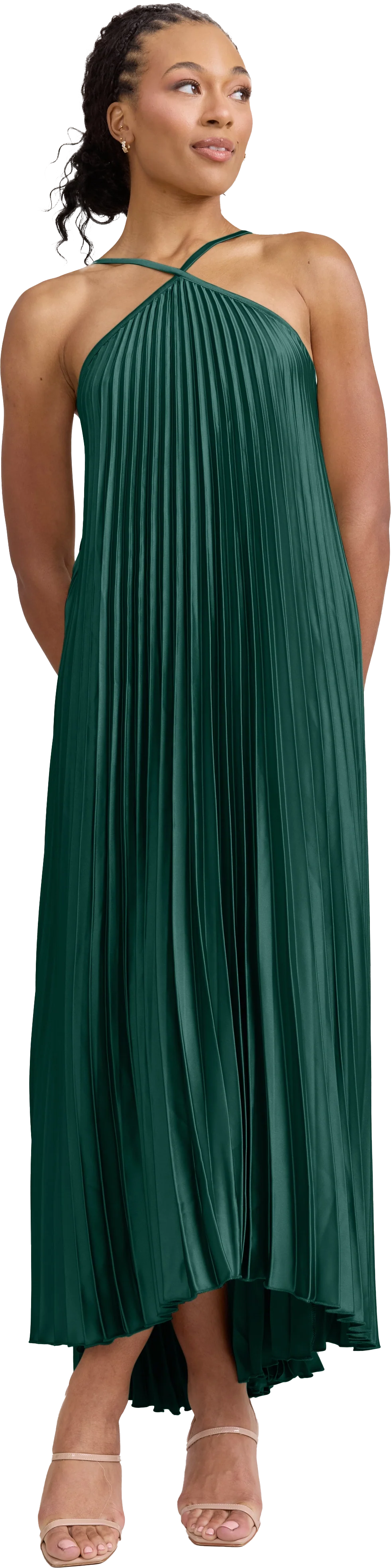 Rayne Satin Pleated Dress | Made To Order - Image 183