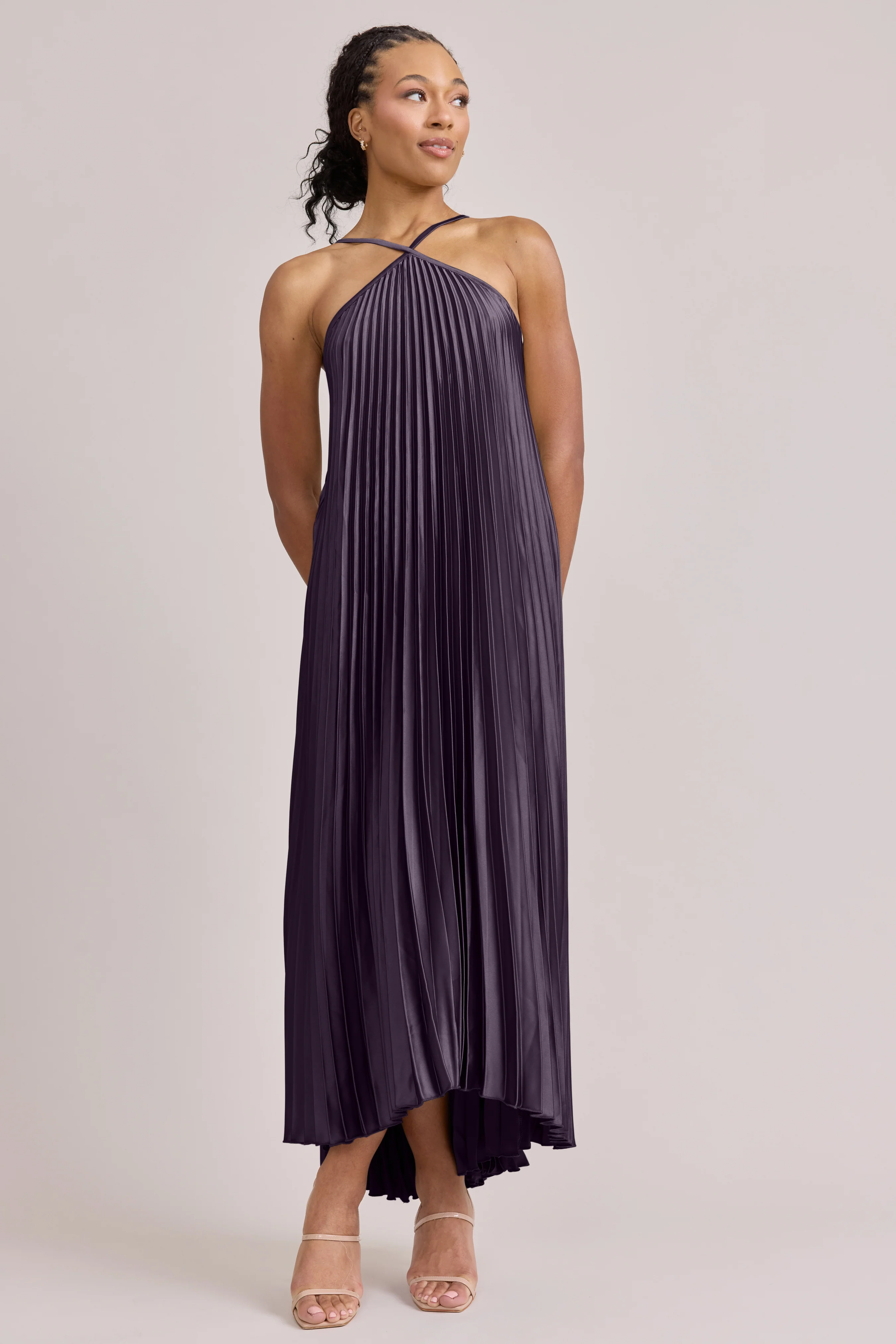 Rayne Satin Pleated Dress | Made To Order - Image 19