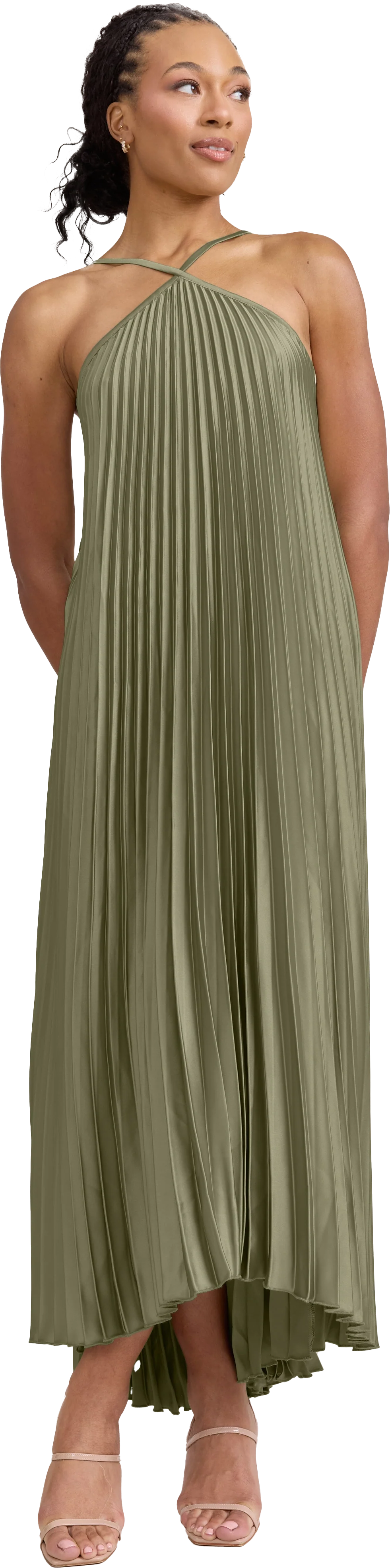 Rayne Satin Pleated Dress | Made To Order - Image 199