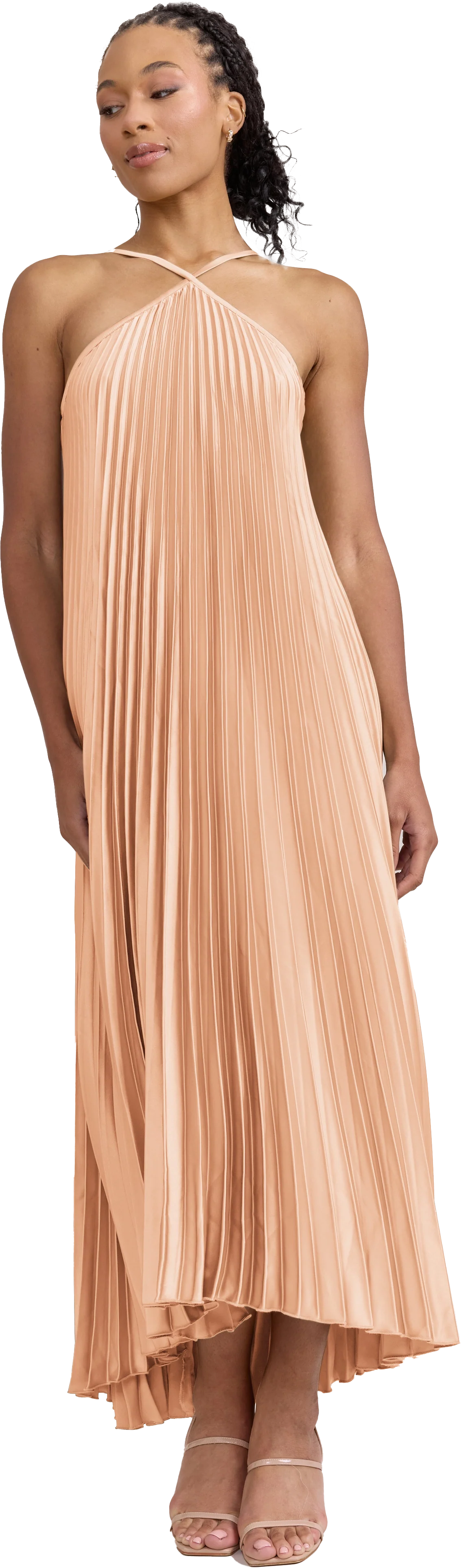 Rayne Satin Pleated Dress | Made To Order - Image 216
