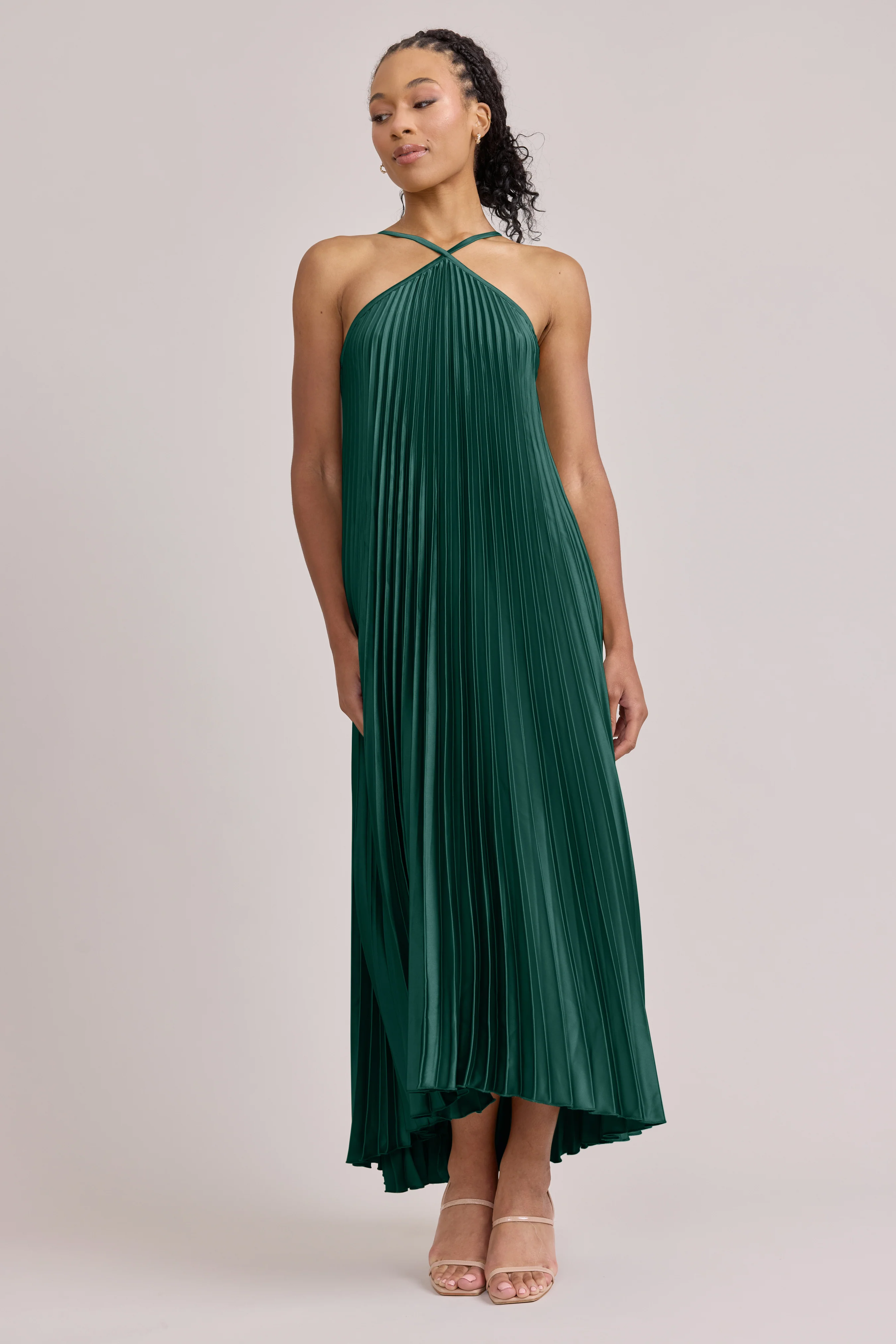 Rayne Satin Pleated Dress | Made To Order - Image 22