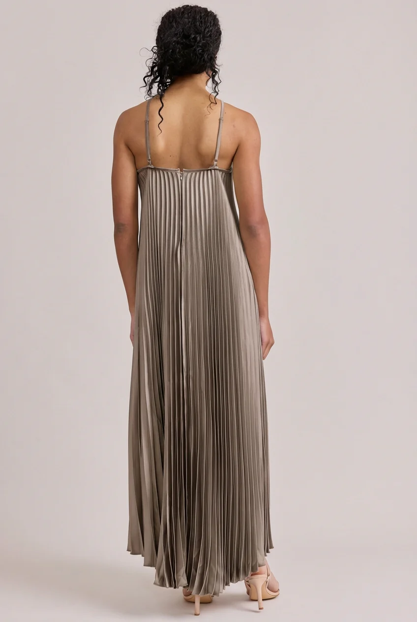 Rayne Satin Pleated Dress | Made To Order - Image 221