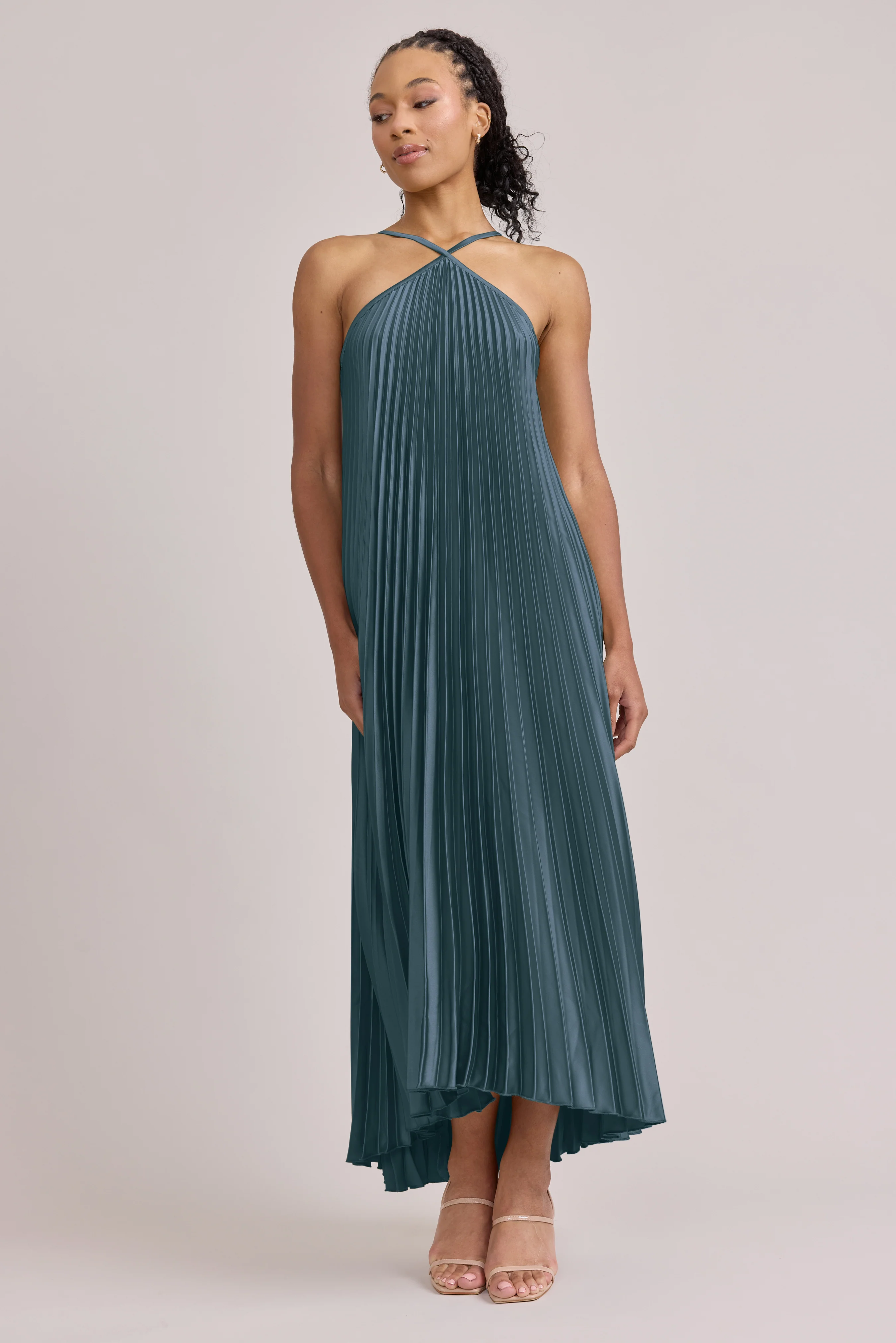 Rayne Satin Pleated Dress | Made To Order - Image 23