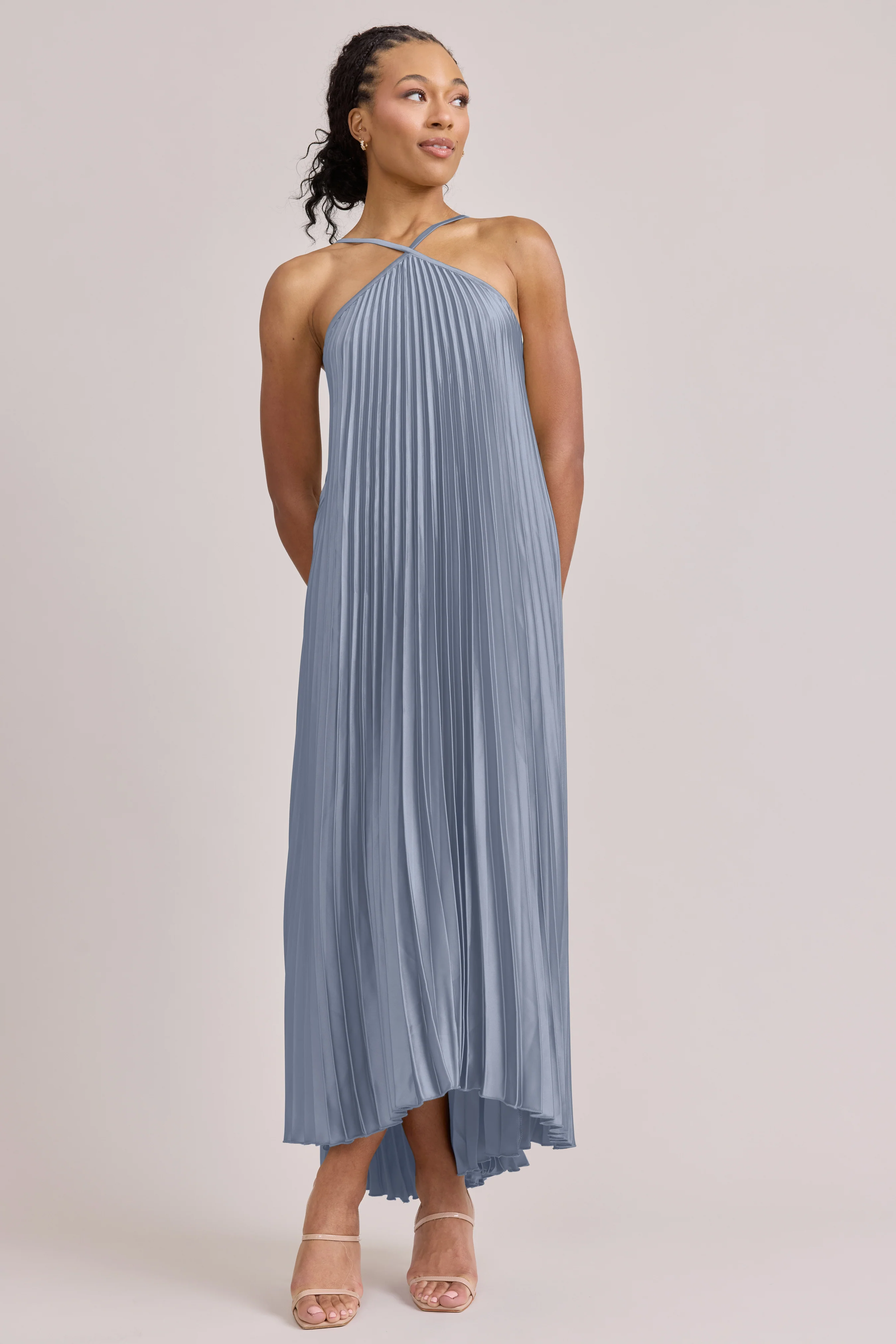 Rayne Satin Pleated Dress | Made To Order - Image 26