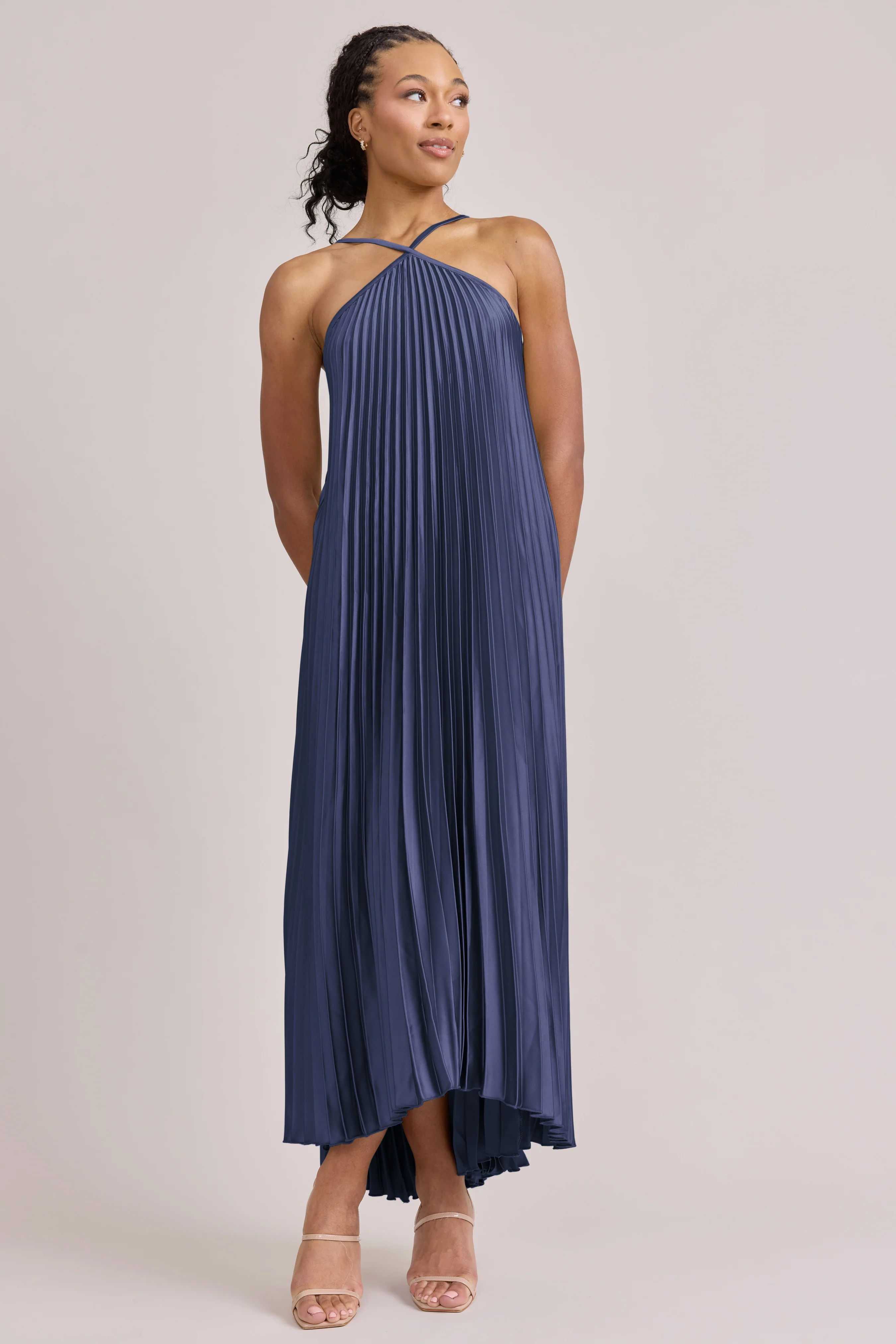 Rayne Satin Pleated Dress | Made To Order - Image 35