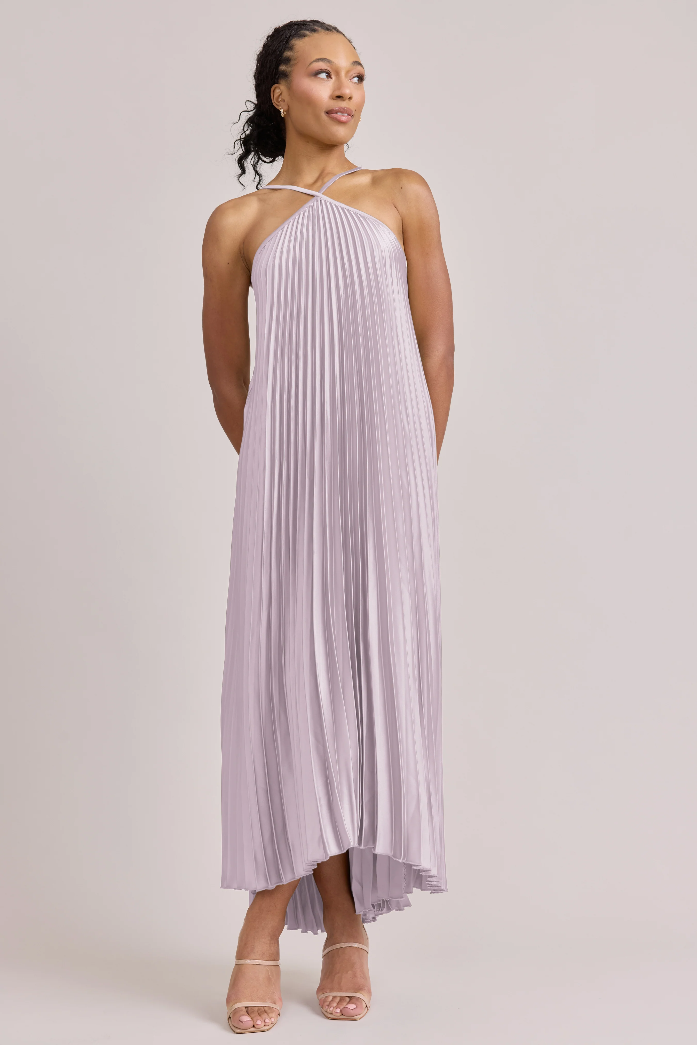 Rayne Satin Pleated Dress | Made To Order - Image 40