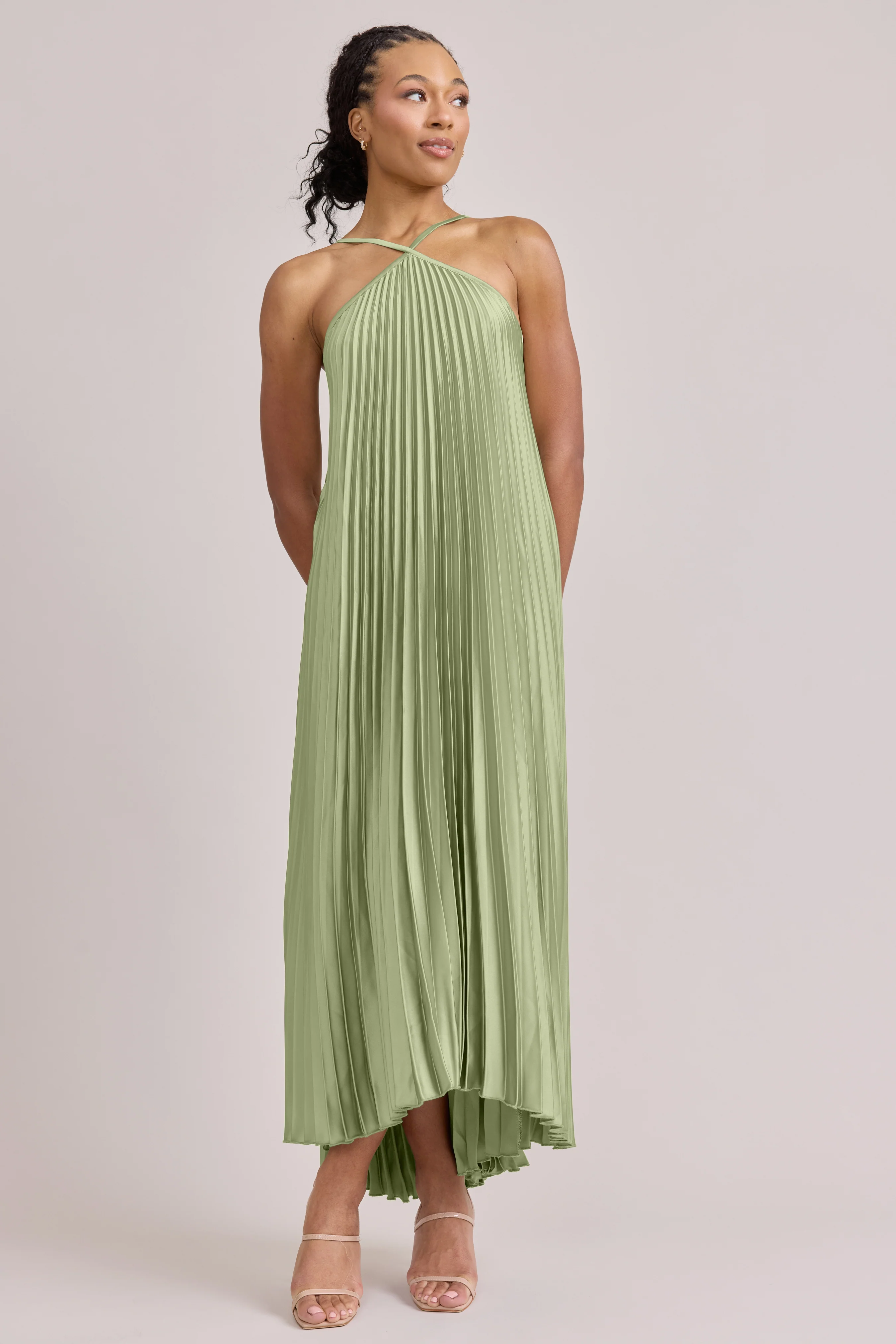 Rayne Satin Pleated Dress | Made To Order - Image 42