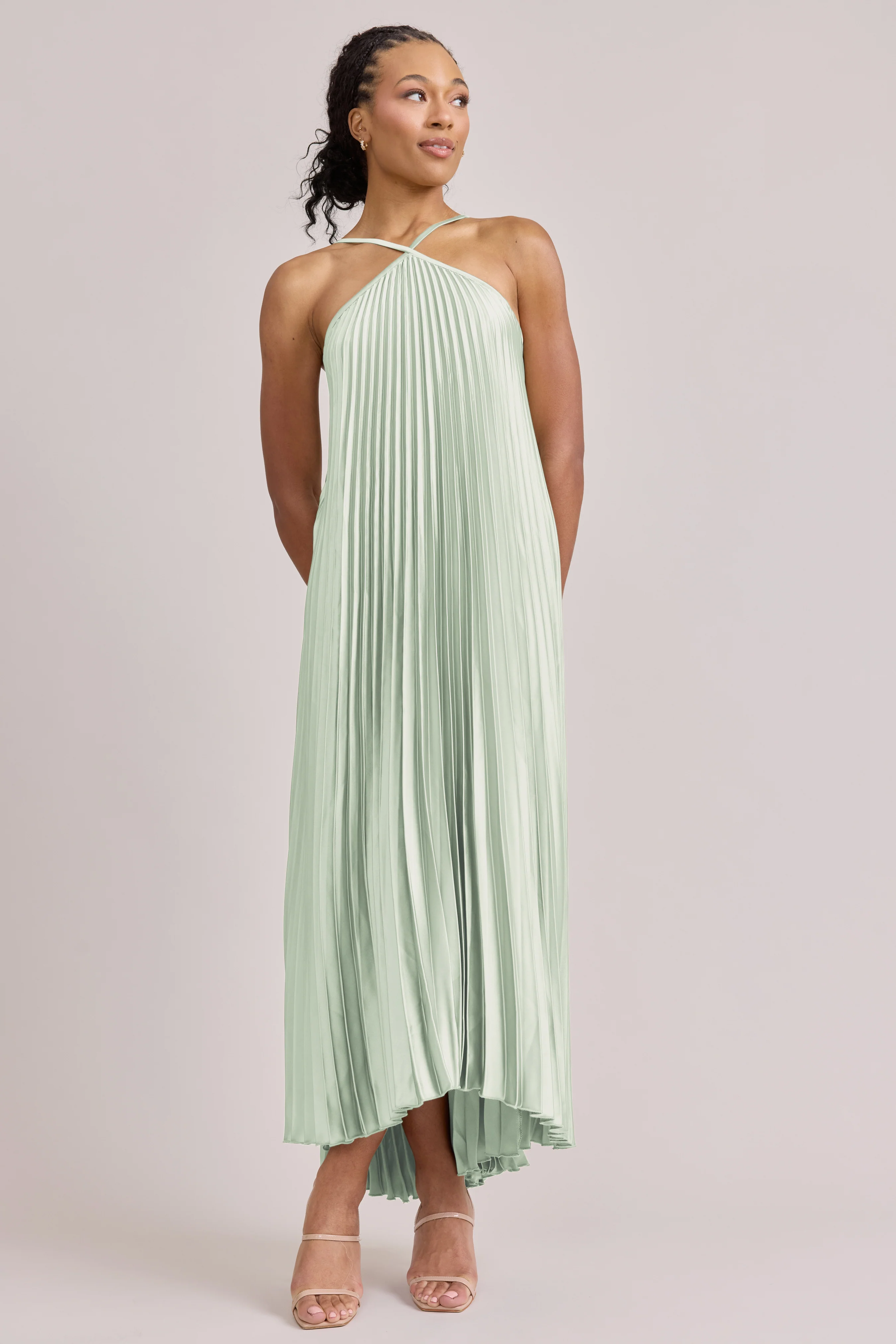 Rayne Satin Pleated Dress | Made To Order - Image 50